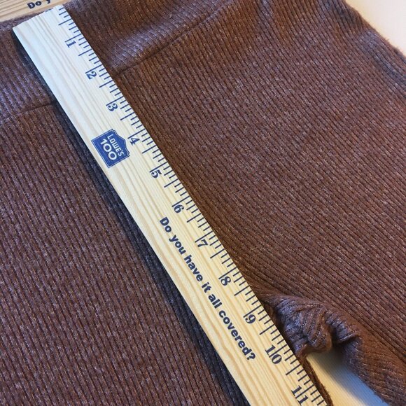 Planet Gold Knit Pants Womens Large Brown Ribbed Flare Leg Stretch Comfy Boho - Picture 7 of 9